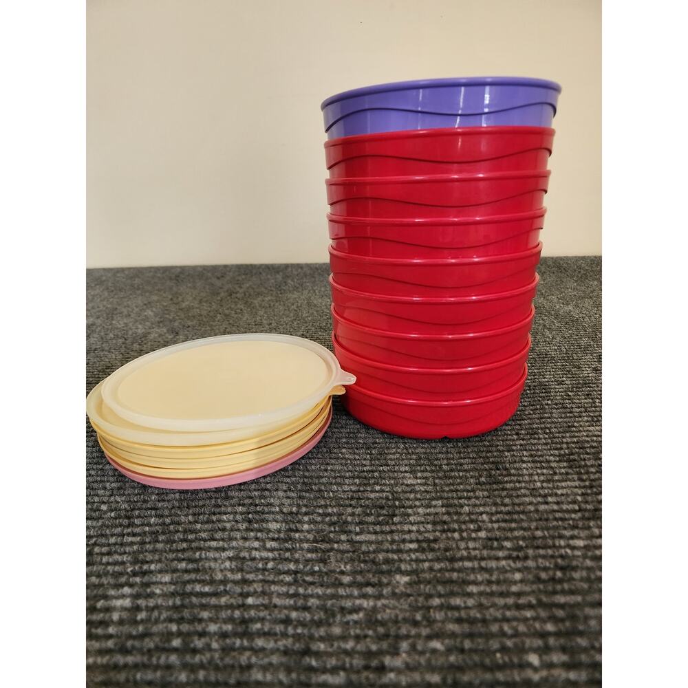 Tupperware Microwave Reheatable 3 Compartment Divided 9 Bowls 6 Lids Storage